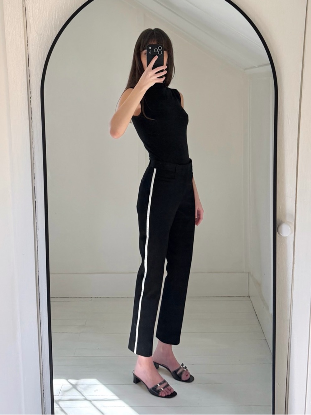 Banana Republic Sloan Side Stripe Straight Leg Trouser Pants Black Size 4 $90